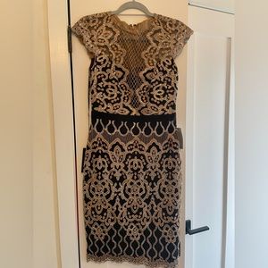 Tadashi Shoji Illusion Sequin Lace Midi Dress
